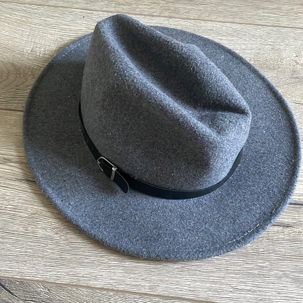 Wool Mix Fedora Hat Gray Winter Fall Hat